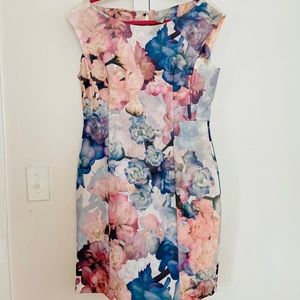 Vibrant floral fitted dress
